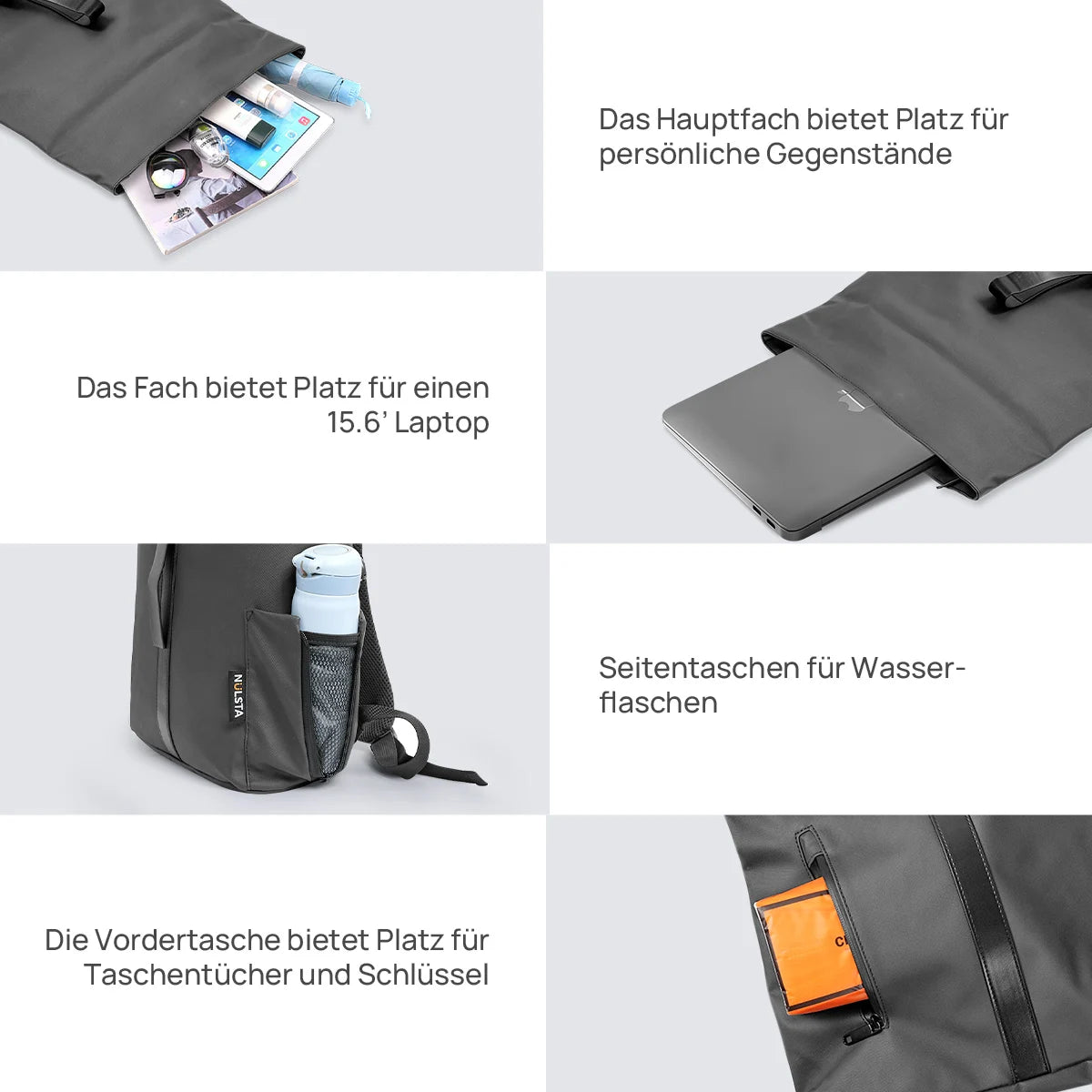 22L Diebstahlsicherer Reiserucksack für Laptop, Mehrfächer-Leichtgewicht-Tagesrucksack für Herren und Damen, Schule, Outdoor, Sport, passend für 15,6-Zoll-Laptops, in 6 Farben
