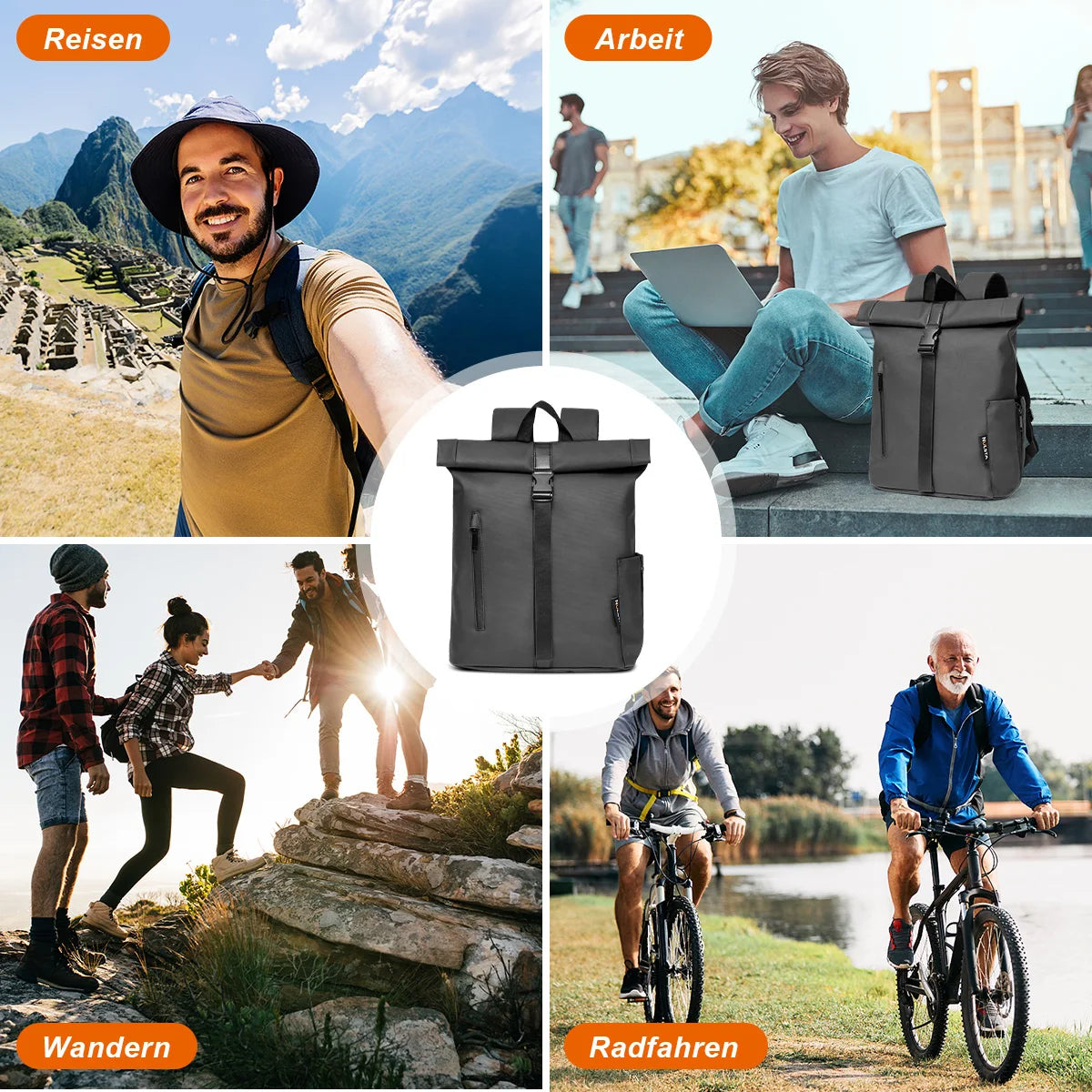 22L Diebstahlsicherer Reiserucksack für Laptop, Mehrfächer-Leichtgewicht-Tagesrucksack für Herren und Damen, Schule, Outdoor, Sport, passend für 15,6-Zoll-Laptops, in 6 Farben