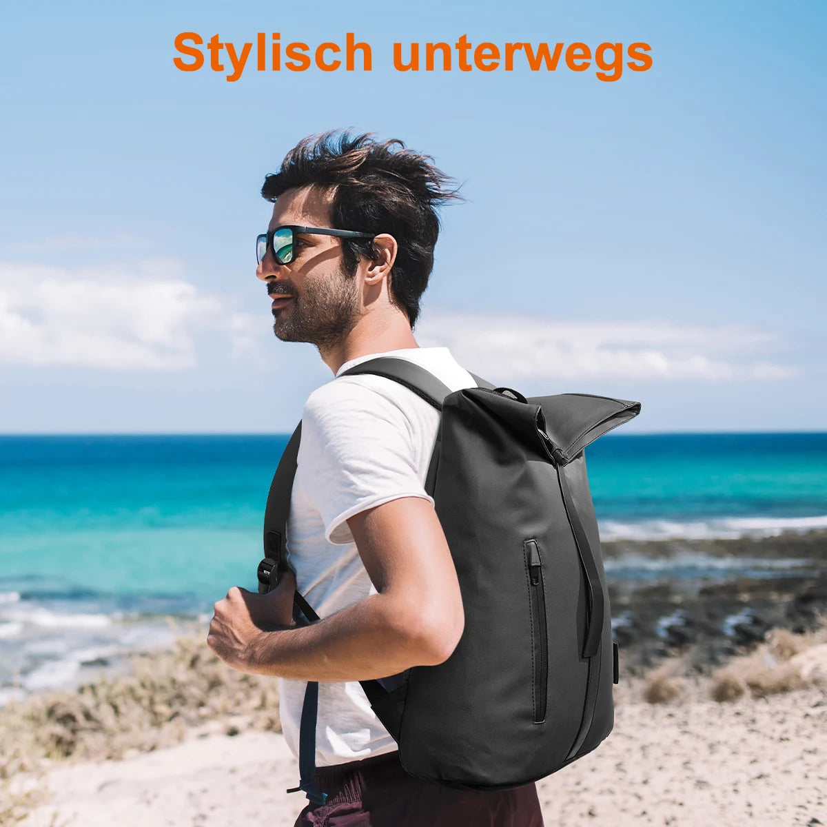 22L Diebstahlsicherer Reiserucksack für Laptop, Mehrfächer-Leichtgewicht-Tagesrucksack für Herren und Damen, Schule, Outdoor, Sport, passend für 15,6-Zoll-Laptops, in 6 Farben