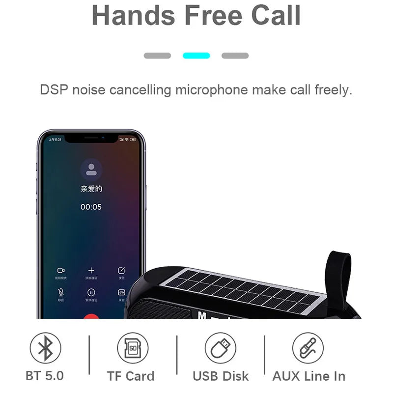 T&G TG182 Solar-Lade-Bluetooth-Lautsprecher,tragbare Säule,kabellose Stereo-Musik,Box Lautsprecher für draußen,Wasserfeste Lautsprecher