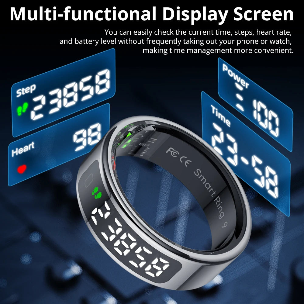 COLMI R12 Smart Ring 2025 mit Bildschirm und Touch, Wireless Charging, Gesundheitsmanager, 5 ATM wasserdicht für Männer Frauen