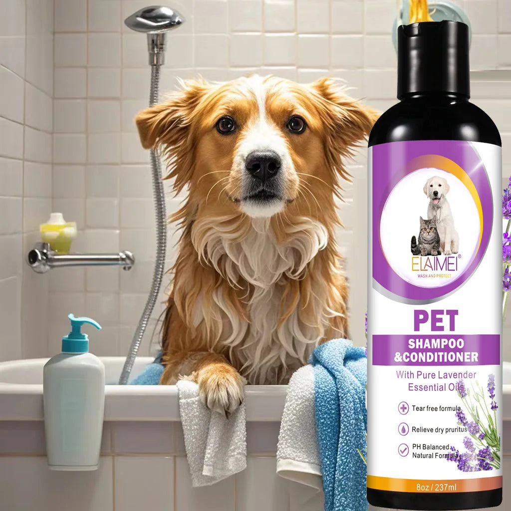 Tiershampoo für Hunde, entwickelt, um Flecken zu entfernen, Haare zu pflegen, Trockenheit und Juckreiz zu lindern, Körpergeruch zu beseitigen und zu nähren