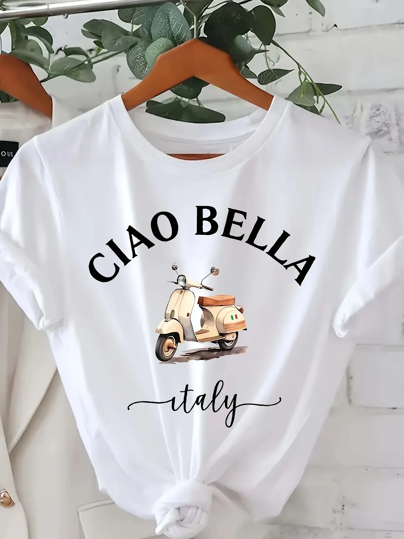 Ciao Bella Damen Crew Hals T-Shirt - Lässige Kurzarm-Briefdruck Polyester Blend Frühling & Sommer Top Italienische Zitrone