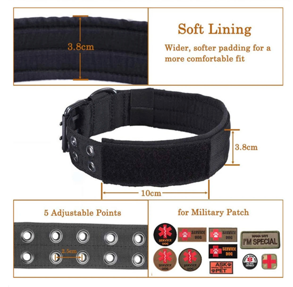 Verstellbares Hundehalsband,klassisch,reflektierend,für Training,Militär-Hundehalsband, Nylon,strapazierfähig,taktisches Hundehalsband,Deutscher Schäferhund