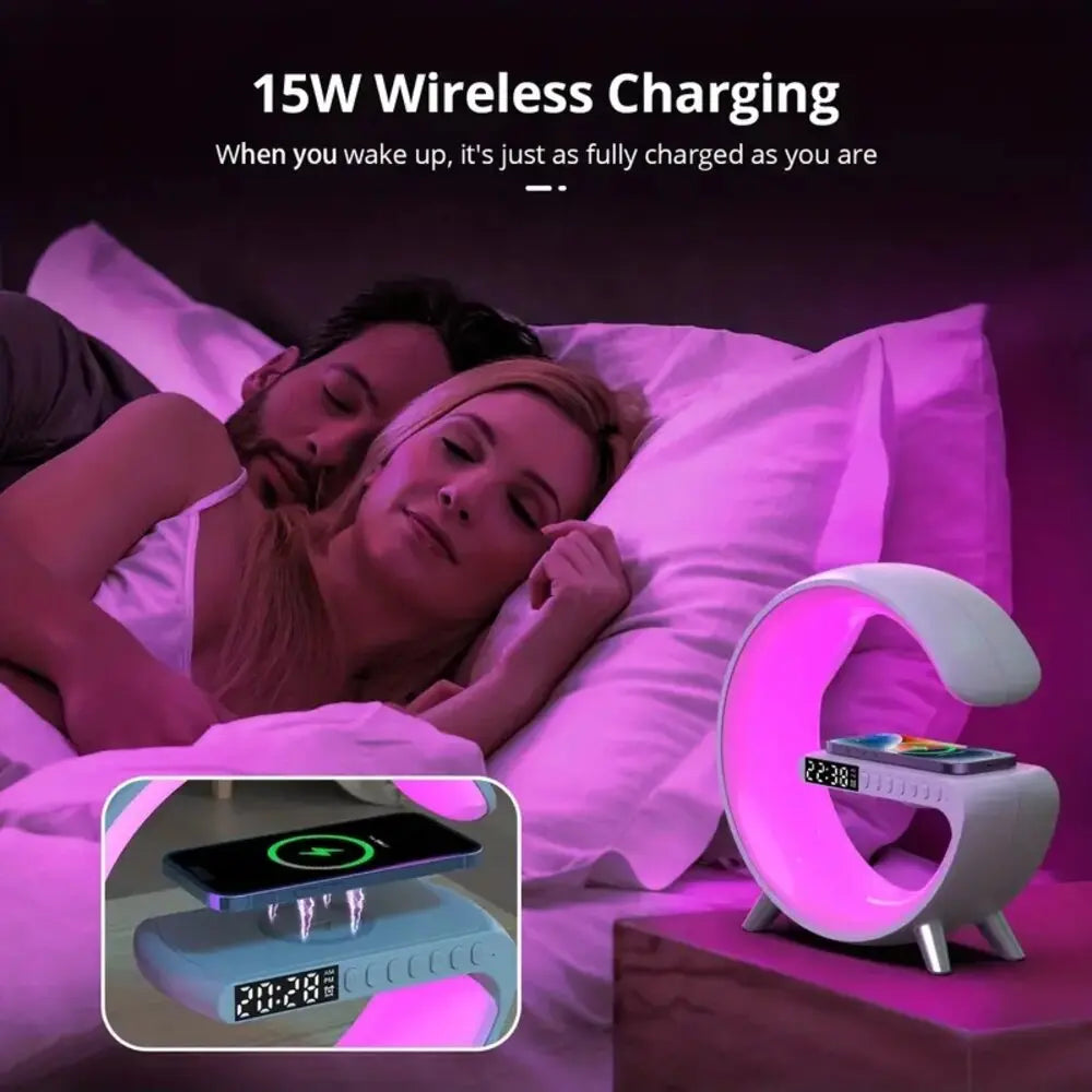 LED-Wecker,intelligente Nachtlampen,schnelles kabelloses Ladegerät,APP,RGB-Musikplayer,Sprechen,Bluetooth für iPhone,Samsung,Xiaomi Huawei